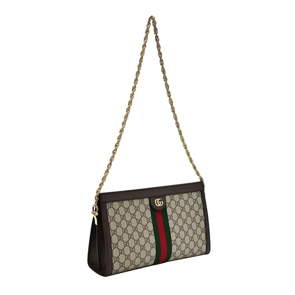 PRICE FIRM Authentic Gucci Ophidia Brown and Cream Monogram Shoulder Bag 503876
